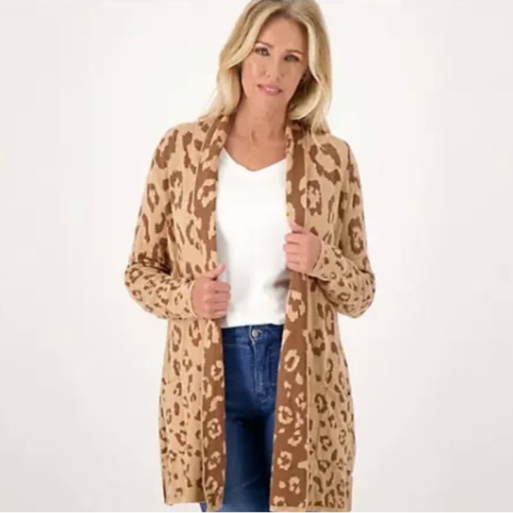 Isaac Mizrahi Live! Jacquard Shawl Collar Sweater Cardigan Size Small